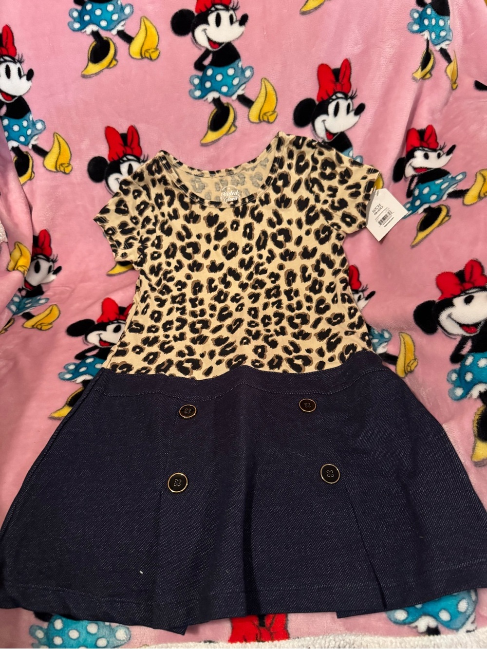 Leopard Print with black Girls Dress - Animal Print NWT Faded Glory Size 6 6x C6